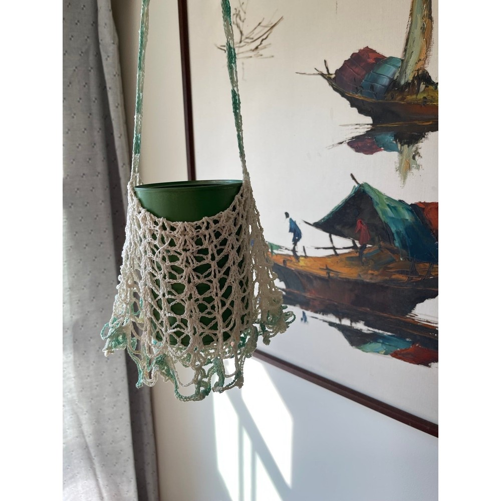 Vintage Hand Crochet Macrame Hanging Planter